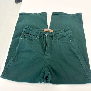 Judy blue dark forest hunter green denim wide leg jeans size 3/26